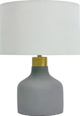 Obrázok produktu pre Stolná lampa Relaxdays, betónová základňa, látkový tienidlo, E27, VxH: 35 x 25 cm, nočná lampa s káblom, do spálne, sivá/biela