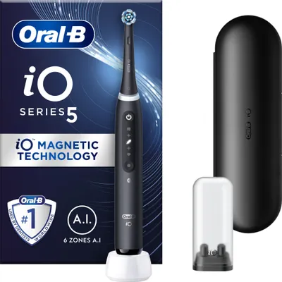 Produktbild von Oral B Elektrische Zahnbürste Zahnpflege iO 5N Schwarz Clevere Reinigung Bluetooth Aufsteckbürste