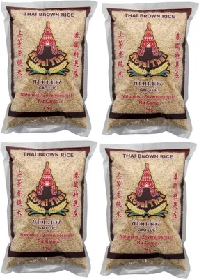 Produktbild von 4er Pack ROYAL THAI Naturreis AAA (4x 1kg) | Thai Brown Rice | brauner Reis