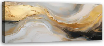 Image de Toile abstraite Marbre Texture Or Gris 150x50 Feeby Gold Image pour le mur Prête à accrocher