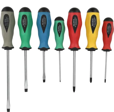 Image de Jeu de 7 tournevis en acier allié, tournevis cruciformes robustes, outils de bricolage