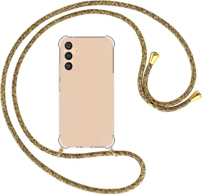 Produktbild von Handykette Backcover-Schutzhülle mit Band (Metall goldfarben) für Samsung Galaxy A34 5G - braun+beige