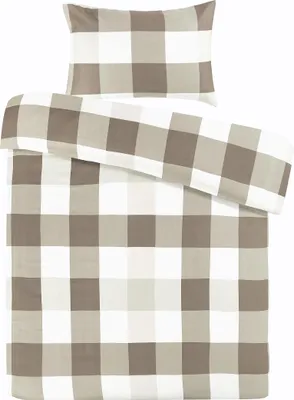 Produktbild von Bettwäsche Nevada 100-FR Taupe 220cm x 240cm / 65cm x 65cm (2 Stk.)
