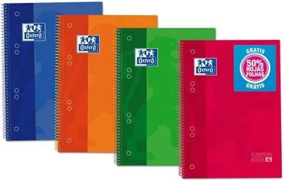 Image de Oxford carnet de notes europeanbook 4 microperforé 120 feuilles (50% ) 5x5 classique a5+ couleur -5u-