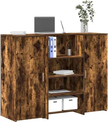 Produktbild von "2026 Promotion" Empfangstheke Räuchereiche 135x50x103,5 cm Holzwerkstoff - Schreibtische CC17876