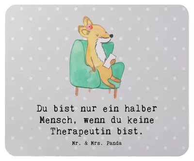 Produktbild von Mr. & Mrs. Panda Mousepad Therapeutin Herz - Grau Pastell - Geschenk, Mauspad, mousematte, Mouse Pad, laptop, computer