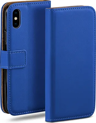 Produktbild von moex® Book Case kompatibel mit Apple iPhone X / iPhone XS - Hülle 360 Grad klappbar, Blau