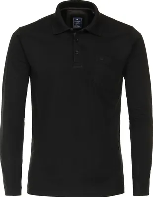 Produktbild von REDMOND Casual Herren Polo-Shirt Langarm Regular-Fit Jersey Schwarz L