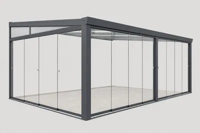 Produktbild von Aluminium Kaltwintergarten Cuxhaven Anthrazit mit Stegplatten, KI-generiertes Bild