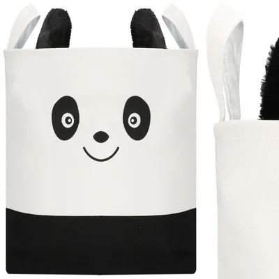 Productafbeelding van Opbergmand - Speelgoedmand - Kledingmand - Organizer - Deksel - Panda - Handvatten
