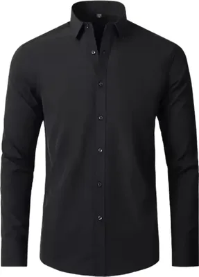 Immagine prodotto di Camicia da uomo non aderente, Camicie da uomo, Camicia a maniche lunghe elasticizzata non aderente, Abbigliamento, Camicie - BRILLSHIRT - nero S/M