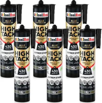 Produktbild von Isolbau Montagekleber High Tack - 6 x 470 g Extrem starker Hybrid MS Polymer Baukleber für Innen- & Außenbereich - 400 kg / 10 cm² - Weiß