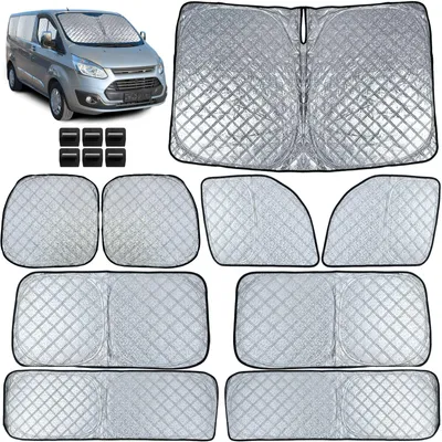Immagine prodotto di Set di 9 oscuranti termici per protezione solare, compatibile con Ford Transit Custom dal 2018 al 2023