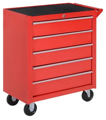 Obrázek produktu pro Dílenský vozík, 5 prostorných zásuvek, uzamykatelný design, červený
