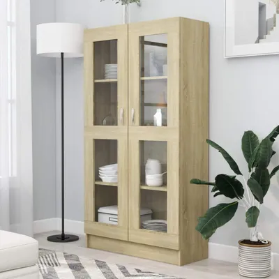 Immagine prodotto di Mobiletto espositivo/libreria in legno effetto Sonoma, dimensioni 82,5 x 30,5 x 150 cm