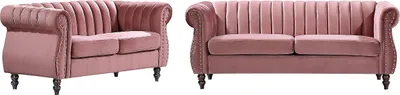 Produktbild von Chesterfield-Sofagarnitur - 3-Sitzer & 2-Sitzer - Samt - Altrosa - TRUMBO