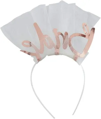 Productafbeelding van Bruid Hoofdband Sluier - Bruidsaccessoire Feest - Bruiloft Vieren - Rose Gold 'Bride' Tekst - 1 Stuk - Goud