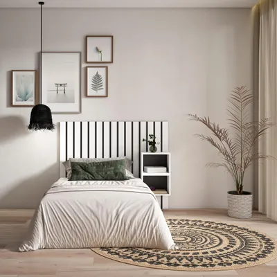 Image de COZY Tête de lit, 133x107x3cm, Lit de 80,90,110cm, Panneaux Muraux, Blanc