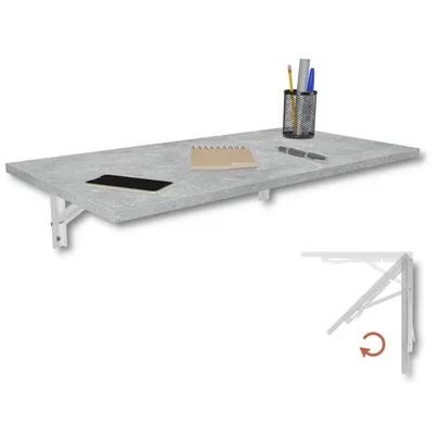 Produktbild von Wandklapptisch Schreibtisch Tischplatte 80x40 cm in Betonoptik Klapptisch Esstisch Küchentisch für die Wand stabiler Bartisch Stehtisch Wandtisch
