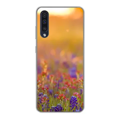 Produktbild von MuchoWow® Handyhülle Schutzhülle Hülle für Samsung Galaxy A30s Blumen - Gold - Sonne Silikon Softcase Handy Hülle - Karteninhaber