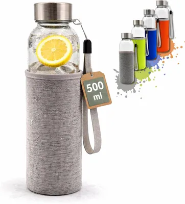 Obrázok produktu pre Sklenená fľaša, 500 ml, sivá, určená na každodenné používanie
