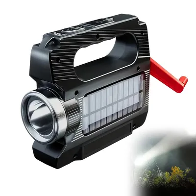 Produktbild von Notfall Taschenlampe Solar Handkurbel 8000mAh, 600 Lumen LED Camping Lampe, 6 Modi, Powerbank Funktion, wiederaufladbar, für Outdoor & Notfälle