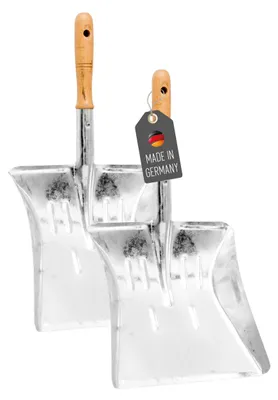 Produktbild von 2 Stück Metall Kehrschaufel Set mit Holzgriff 22cm Arbeitsbreite Robuste Metallschaufel verzinkt für Werkstatt Haushalt Garten Schaufel Ascheschaufel