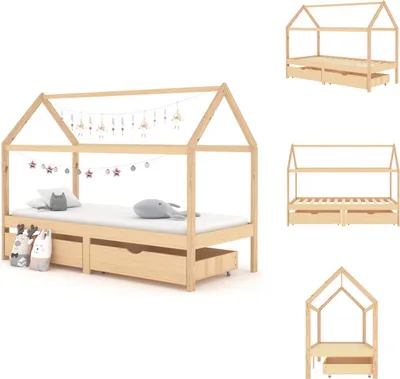 Obrázok produktu pre vidaXL Detská postieľka so zásuvkami z borovicového masívu 90x200 cm - Detské postieľky