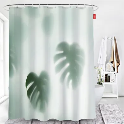 Imagen del producto de Cortina de ducha impermeable con motivos tropicales, 240 x 200 cm