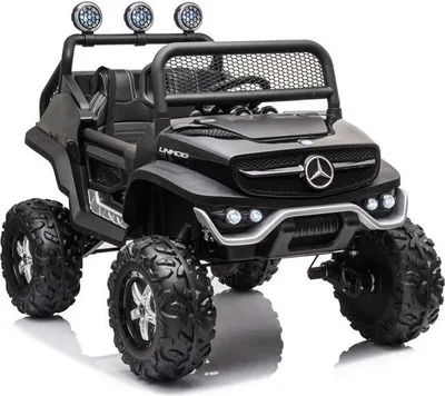 Immagine prodotto di Auto elettrica per bambini Mercedes Unimog nera, telecomando a 2,4 GHz, motore: 4 x 45 W, sedile in Pelle finta (LE5621)