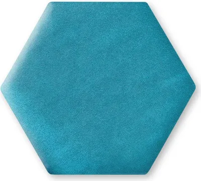 Produktbild von TAPHICEROS Hex Wandpaneel Polsterpaneel, 30x26 cm, SWING 11, Azurblau, Wandkissen Hexagon Wandpolster Kopfteil für Bett Gepolstert Polsterplatte