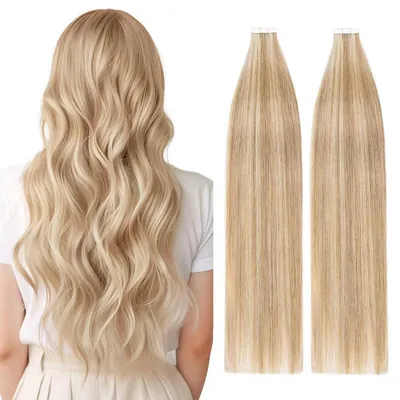 Produktbild von Tape Extensions Echthaar 40 Stück 50 cm Hellbraun/Lichtblond Balayage