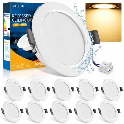LED-Einbauspot 5W, IP44, warmweiß 3000K, 450lm, 10er-Set