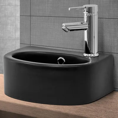 Obrázek produktu pro LuxeBath umyvadlo na desku Oval 33,5x25,5x13 cm, matná černá, keramika