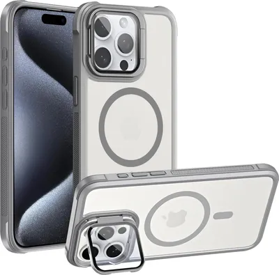Immagine prodotto di Custodia protettiva per iPhone 15 Pro, compatibile con il supporto in vetro di protezione della fotocamera pieghevole MagSafe