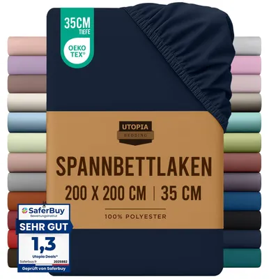 Produktbild von Utopia Bedding - Spannbettlaken 200x200cm - Marine Blau
