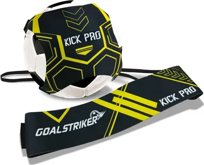 A soccer training ball with an attached elastic strap, displayed on a white background.