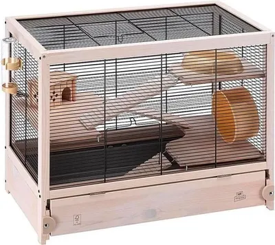 Zdjęcie produktu dla Klatka dla Chomika Ferplast Hamsterville, Drewno Wielopoziomowa, Z Kołowrotkiem, Z Paśnikiem, Z Poidłem