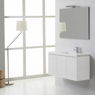 Immagine prodotto di Mobile per bagno moderno tre ante destro 90 cm bianco foresta | Manhattan