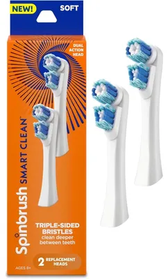 Produktbild von Spinbrush Smart Clean Dual Action Bürstenkopf, weich, 2 Ersatzköpfe