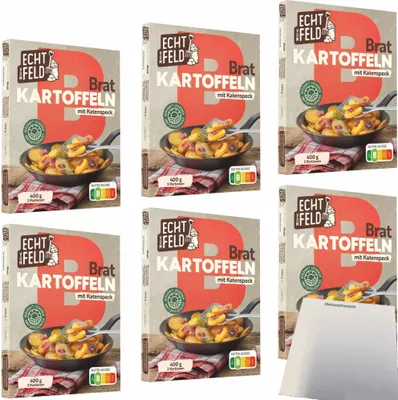 Produktbild von Echt vom Feld Bratkartoffeln mit Katenspeck 6er Pack (6x400g Packung) + usy Block