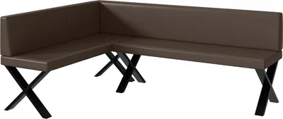 Produktbild von MEBLINI Eckbank für Esszimmer - Küchenbank - Essecke - Sitzecke Küche - ERIC - X-Beine 142x196x87cm Links - Braun Kunstleder