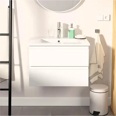 Produktbild von Einzelwaschtisch-Set 60 cm mit Keramikplatte und Chromhahn SORRENTO