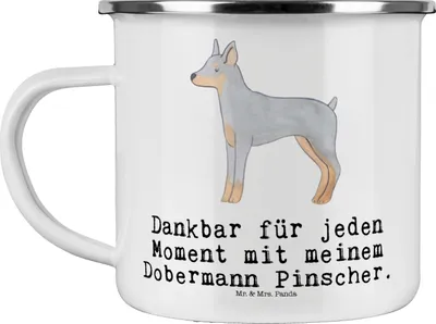 Produktbild von Mr. & Mrs. Panda Kaffeepott Dobermann Pinscher Moment - Weiß - Geschenk, Teebecher, Pott, reisetasse, Teetasse, becher emaille, Tasse