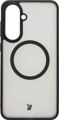 Produktbild von Bizon Case MatteO Magnetische Ringhülle für Galaxy A56 5G, halbtransparent mit schwarzem Rahmen