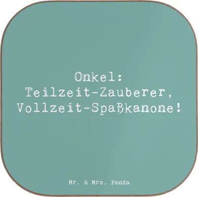 Produktbild von Mr. & Mrs. Panda Untersetzer Glas Spruch Spaßiger Onkel - Meeresbrise - Geschenk, Teilzeit-Zauberer, gläseruntersetzer, Familie, Spaß, Freude, Familienangehöriger