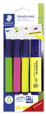 Produktbild von STAEDTLER Textsurfer classic 364 Textmarker Blisterkarte mit 3+1 Farben