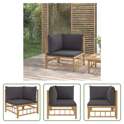Produktbild von The Living Store Garten-Ecksofa mit Dunkelgrauen Kissen Bambus