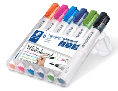 Zdjęcie produktu dla Marker suchościeralny do tablic 6 kolorów etui v2 Staedtler