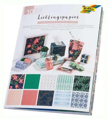 Produktbild von folia 37001 - Lieblingspapier GANZJAHR, einseitig bedrucktes Motivpapier, ca. 50 x 70 cm, 80 g/qm, Blatt in 10 verschiedenen Motiven sortiert - Ideal zum Verpacken, Verschenken und Basteln